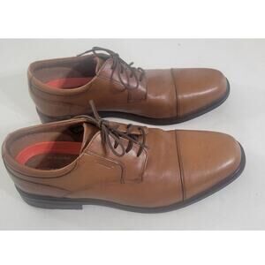Rockport Dress Shoe Mens 13 Brown Leather Waterproof Slip Resistant No Moisture